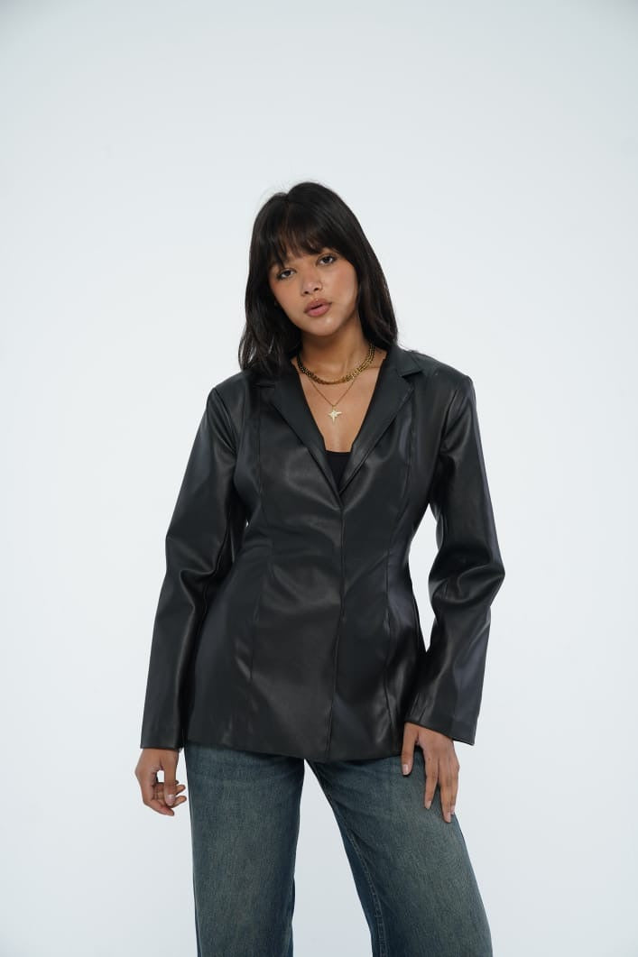 Day and Night Leather Jacket with Scarf Attachment