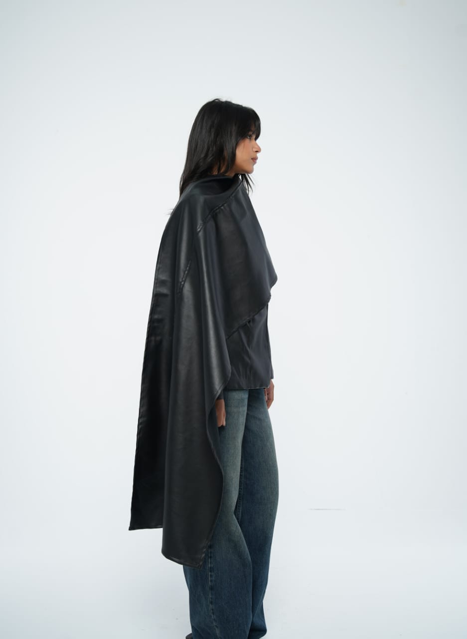 Day and Night Leather Jacket with Scarf Attachment