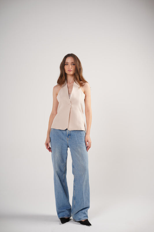 The Trendsetter Vest in Light Beige