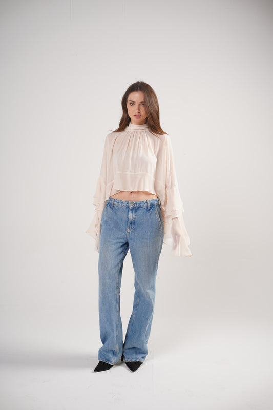 Boho Chic Blouse in Ivory Dream