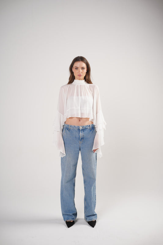 Boho Chic Blouse in Pristine White