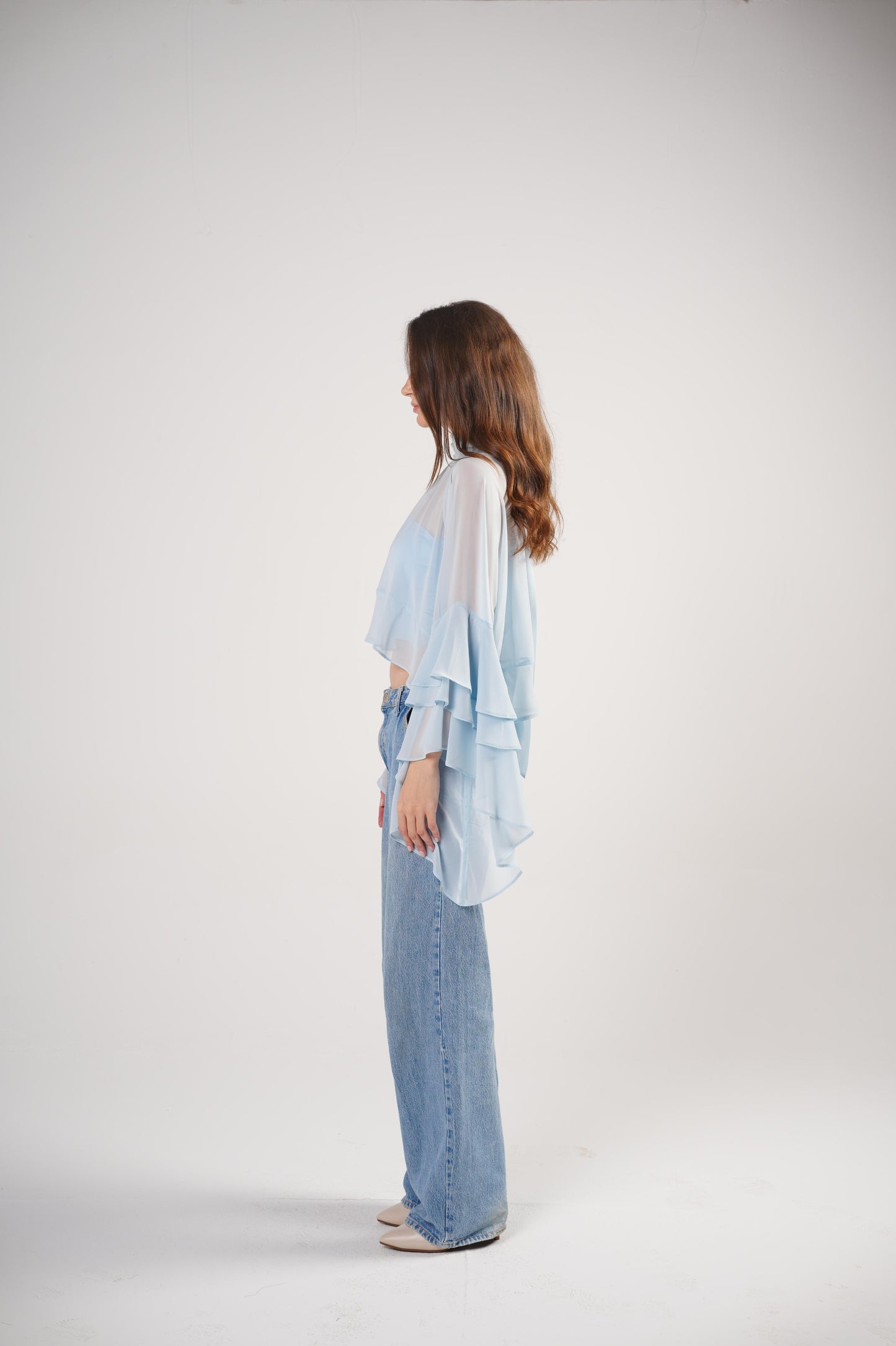 Boho Chic Blouse in Powder Blue