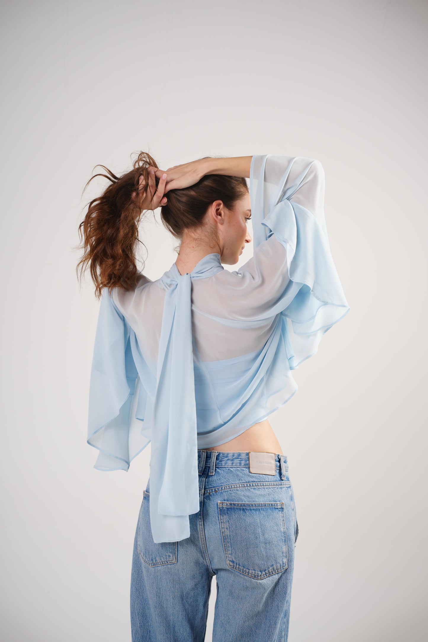 Boho Chic Blouse in Powder Blue