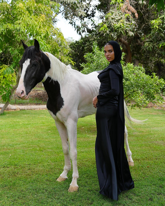 The Satin Bloom Modest Dress