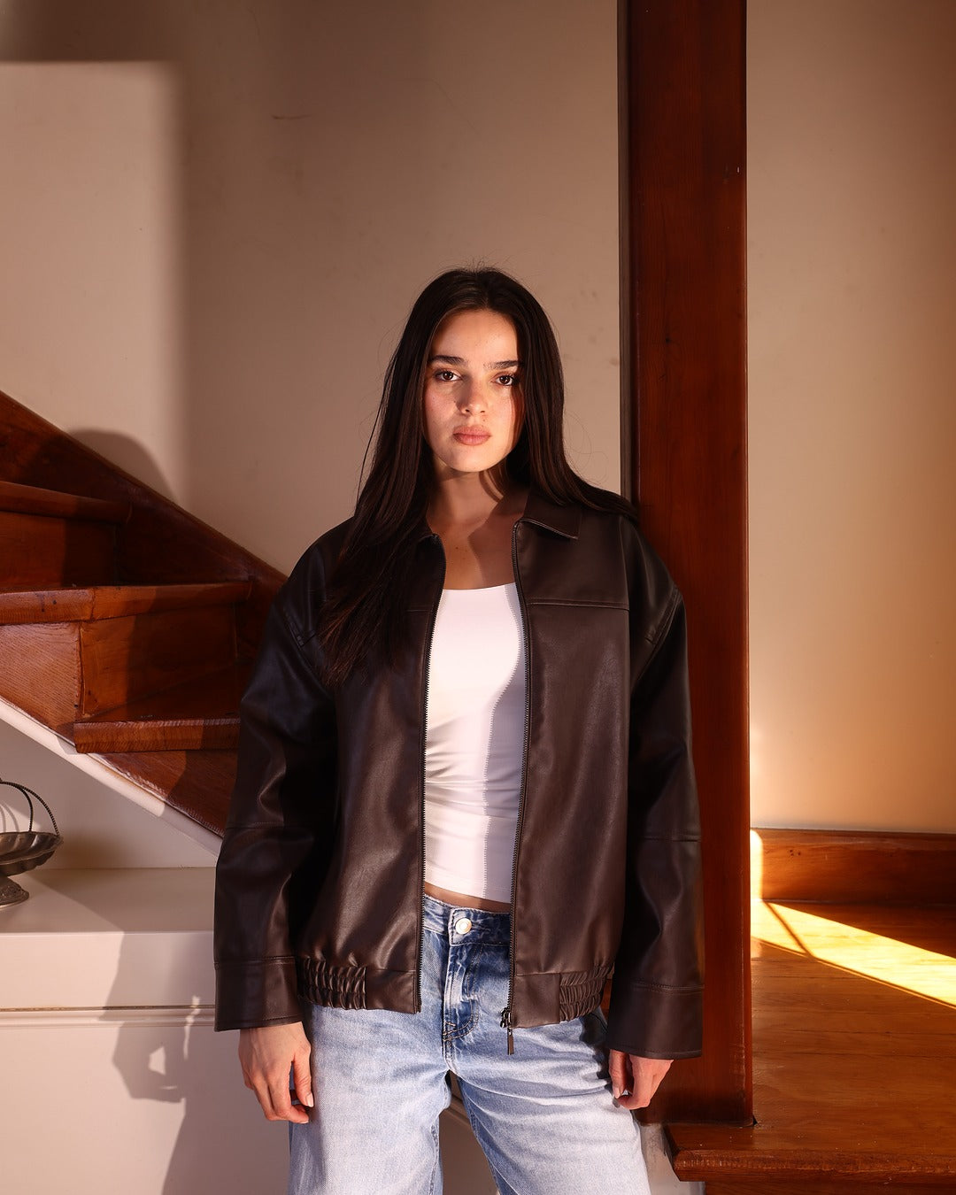 The Leather Jacket in Dark Brown