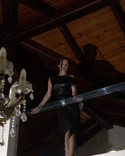 The Sculpting Leather Dress in Black