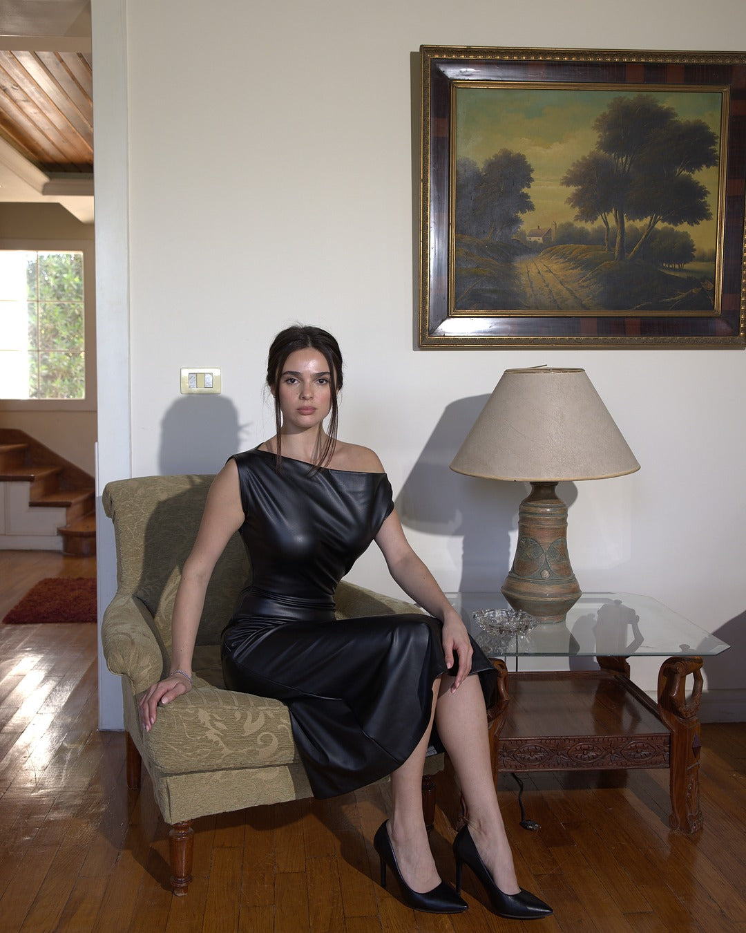 The Sculpting Leather Dress in Black