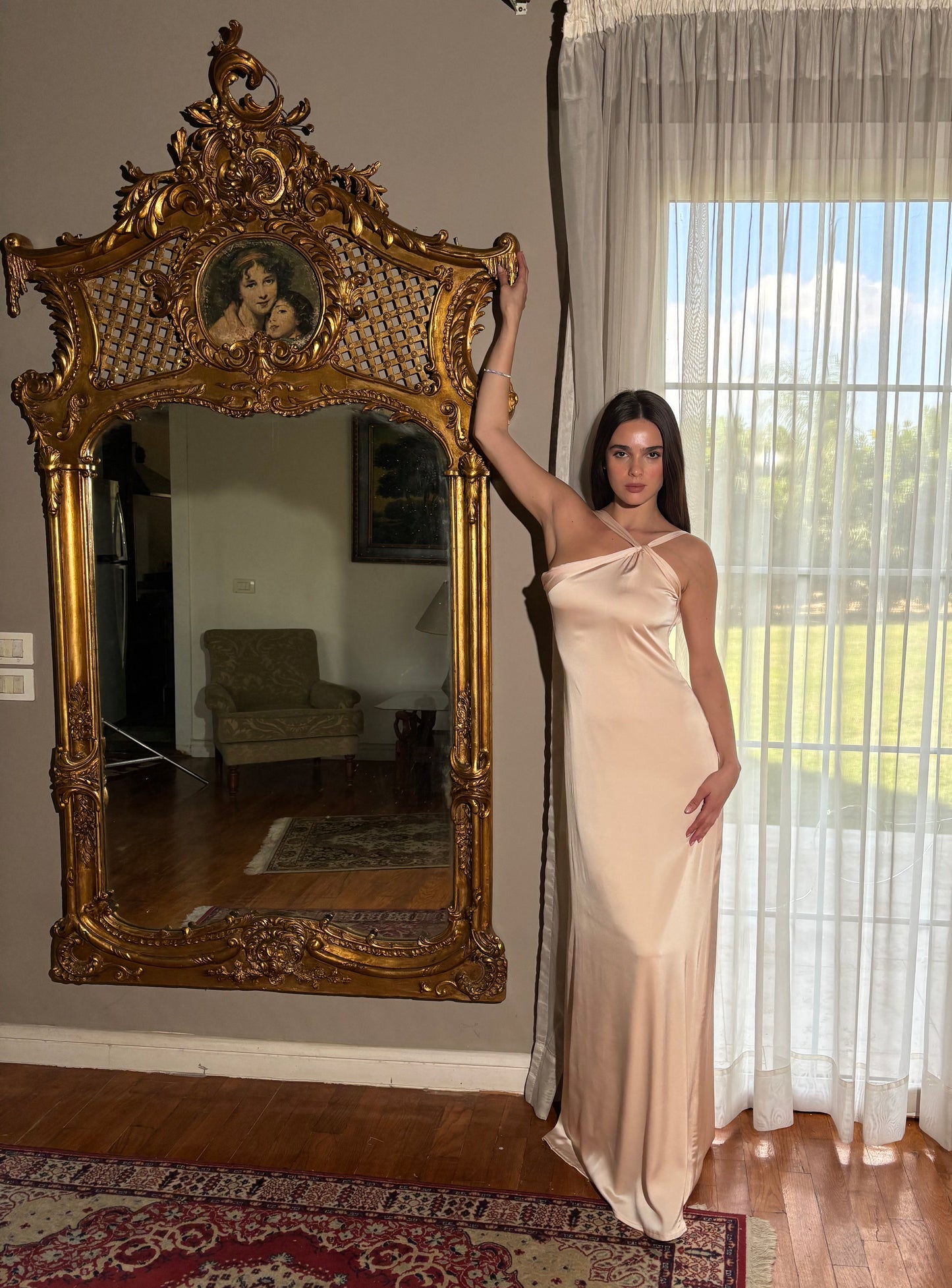 The Double Wear Aphrodite Satin Dress in Pearl