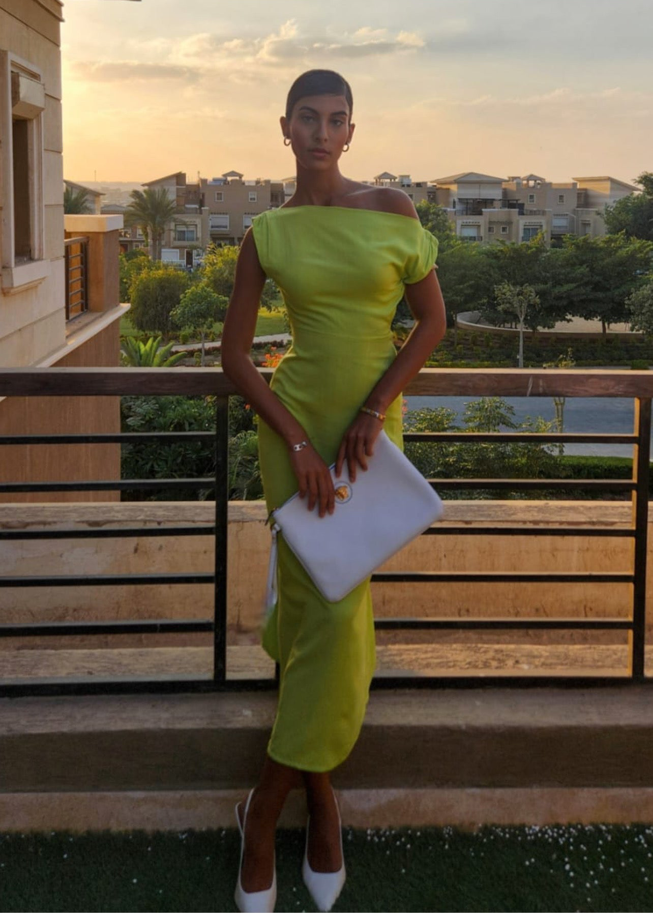 Off-Shoulder Linen Dress