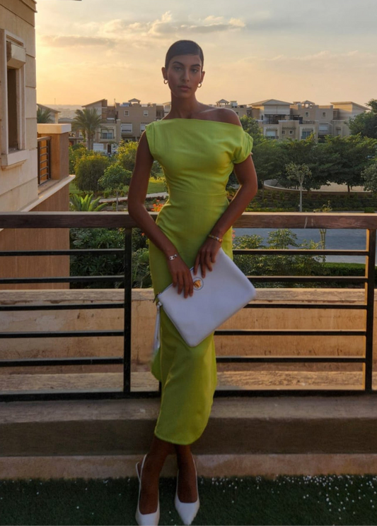 Off-Shoulder Linen Dress