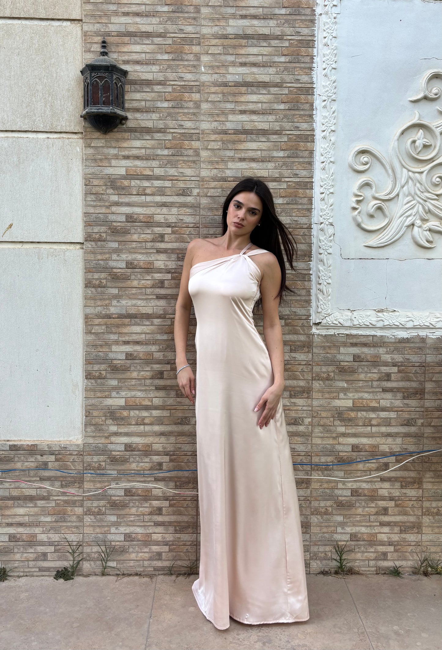 The Double Wear Aphrodite Satin Dress in Pearl