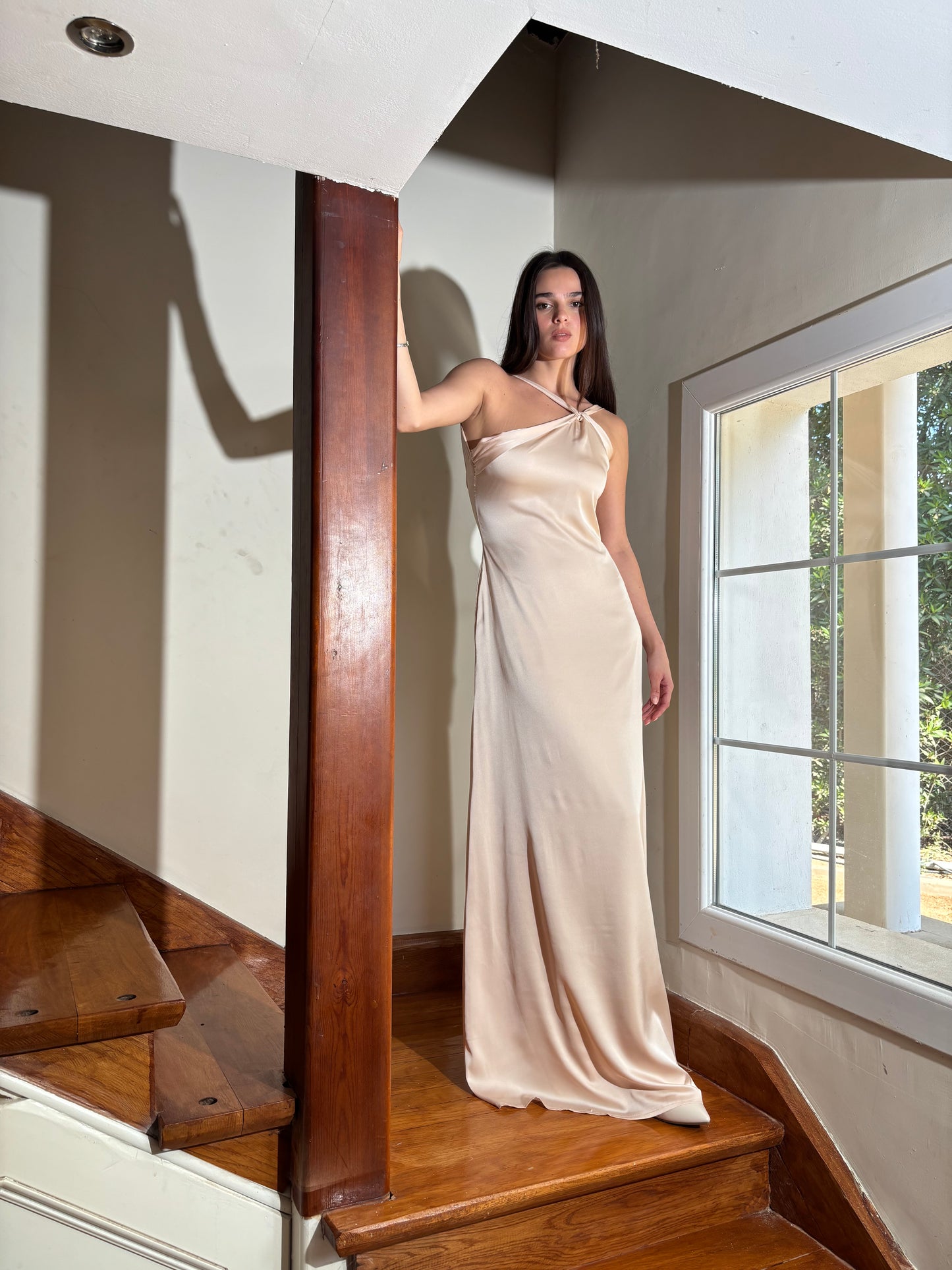 The Double Wear Aphrodite Satin Dress in Pearl