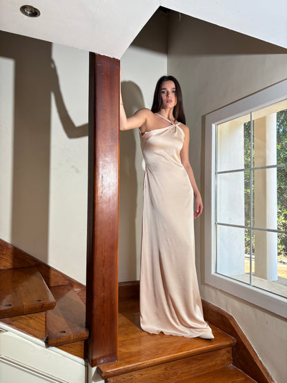 The Double Wear Aphrodite Satin Dress in Pearl