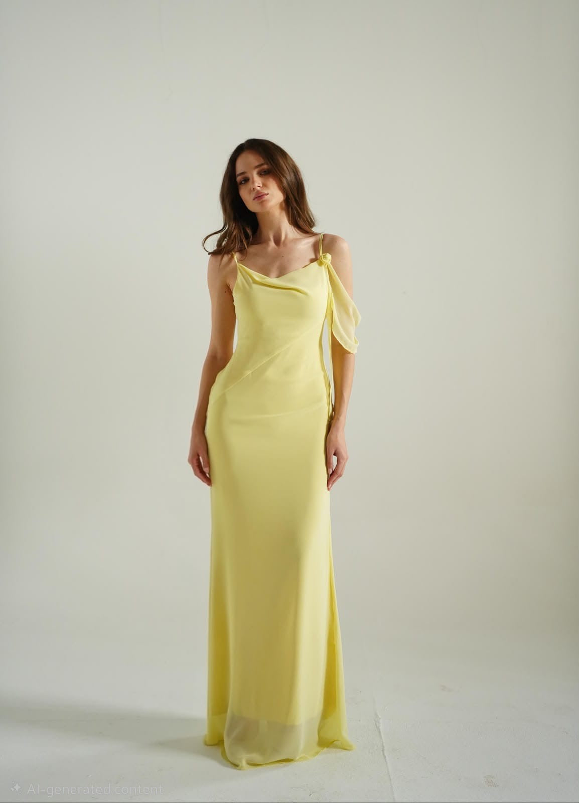 The Muse Dress with Removable Shoulder Flower Attachment in Daylily