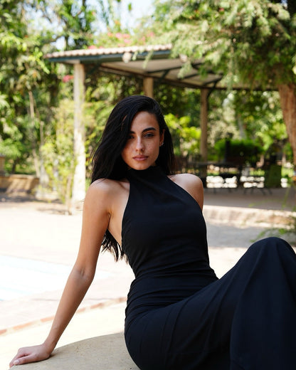 Aurora Halter Dress in Black