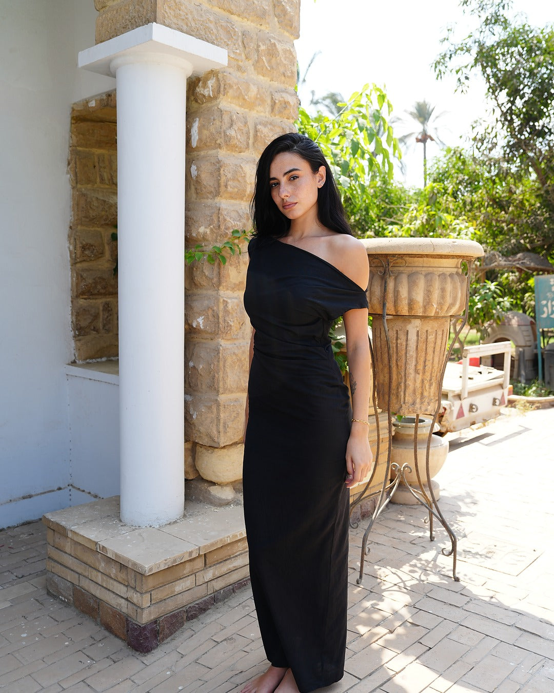 The Off-Shoulder Linen Dress