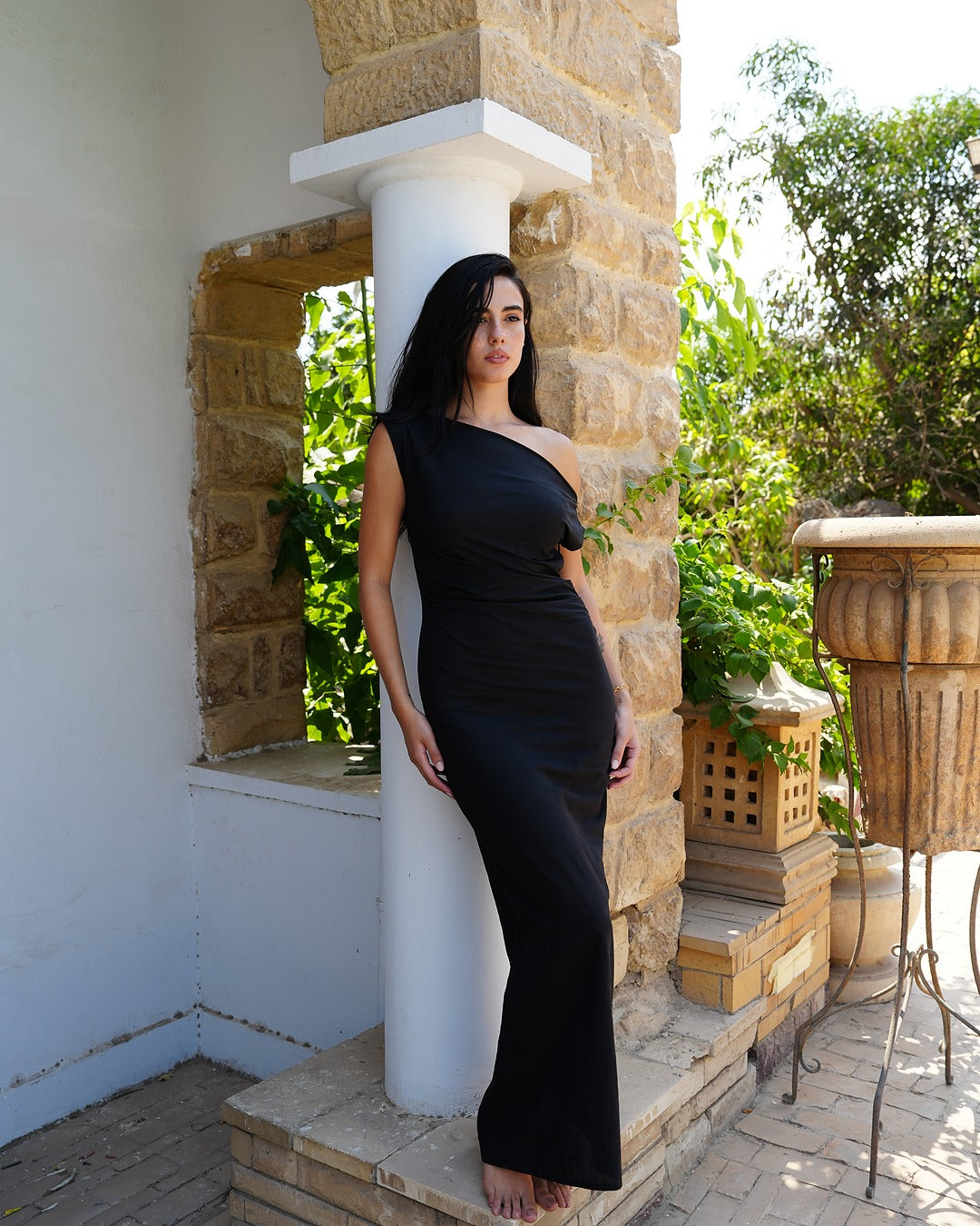 The Off-Shoulder Linen Dress