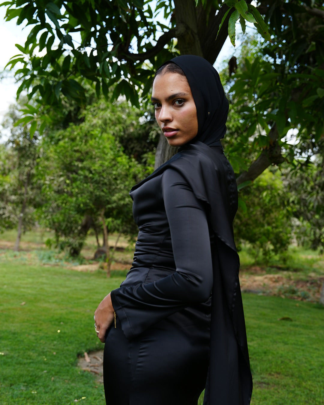 The Satin Bloom Modest Dress