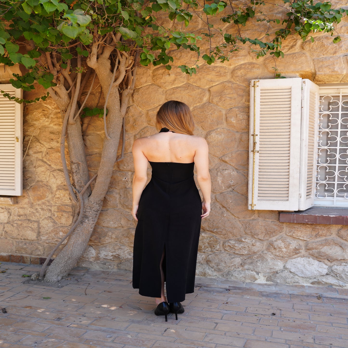Aurora Halter Dress in Black