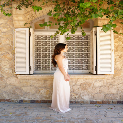 The Double Wear Aphrodite Satin Dress in Pearl