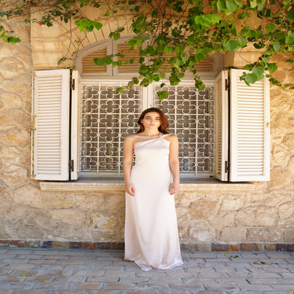 The Double Wear Aphrodite Satin Dress in Pearl