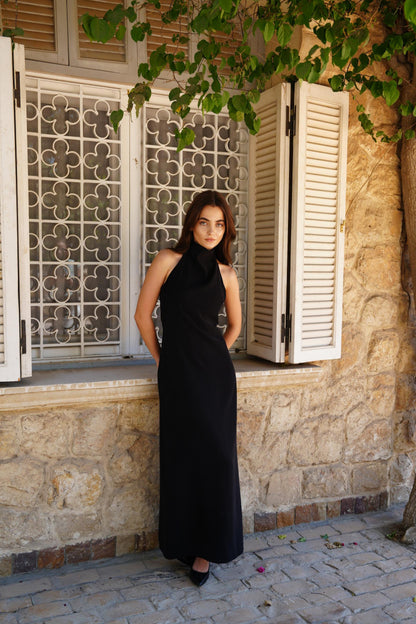 Aurora Halter Dress in Black