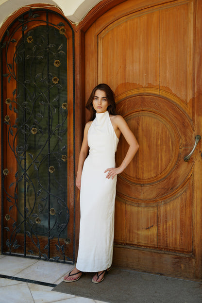 Aurora Halter Dress in Ivory