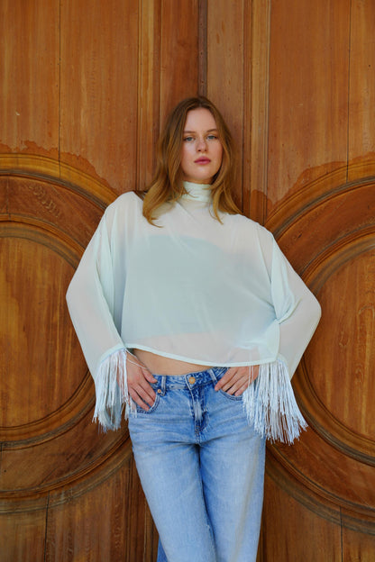 Layal Fringe Top in Mint