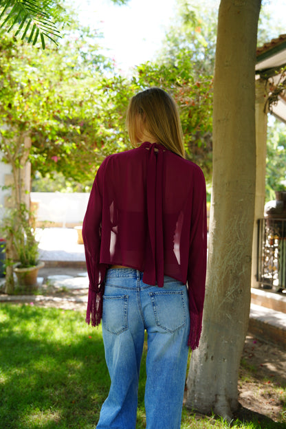 Layal Fringe Top in Plum