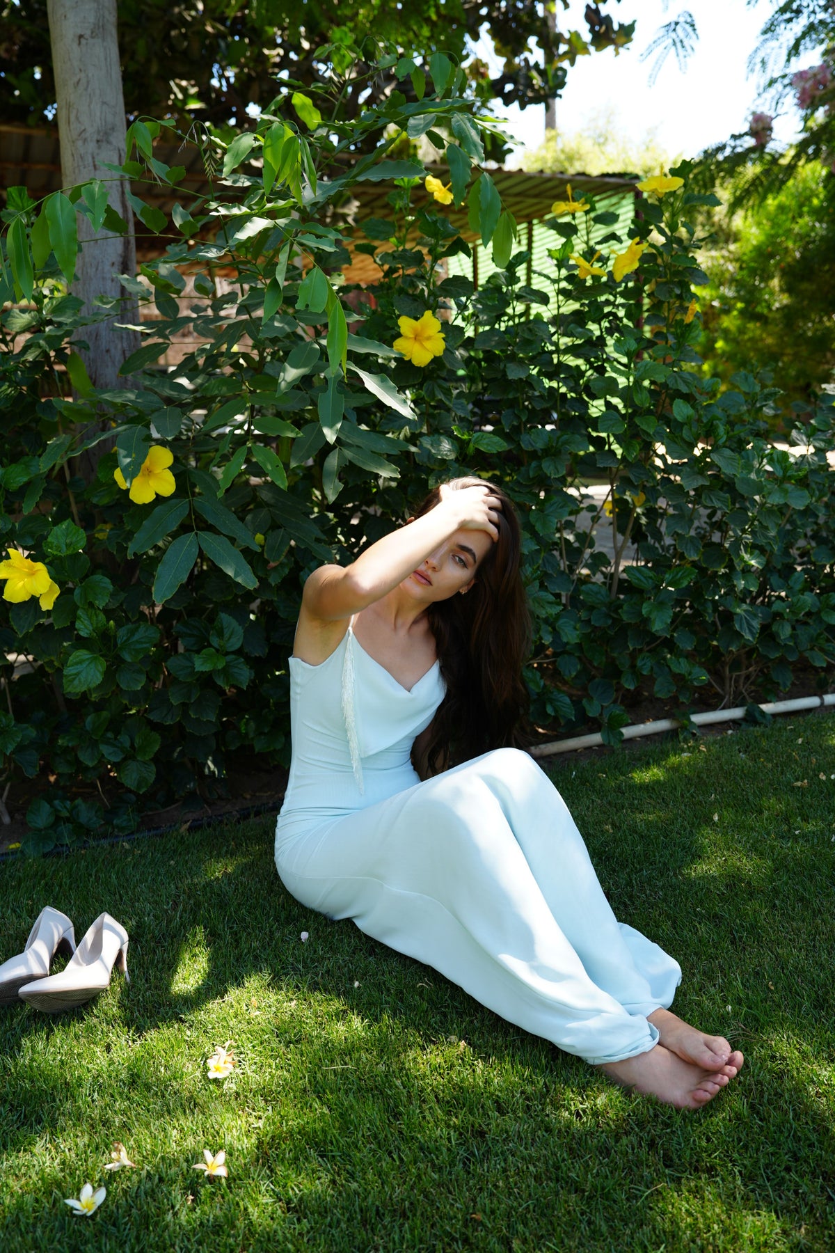 The Anniversary Dress with Handmade Dangling Embroidery in Mentha