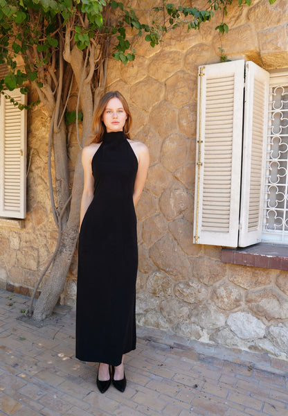 Aurora Halter Dress in Black