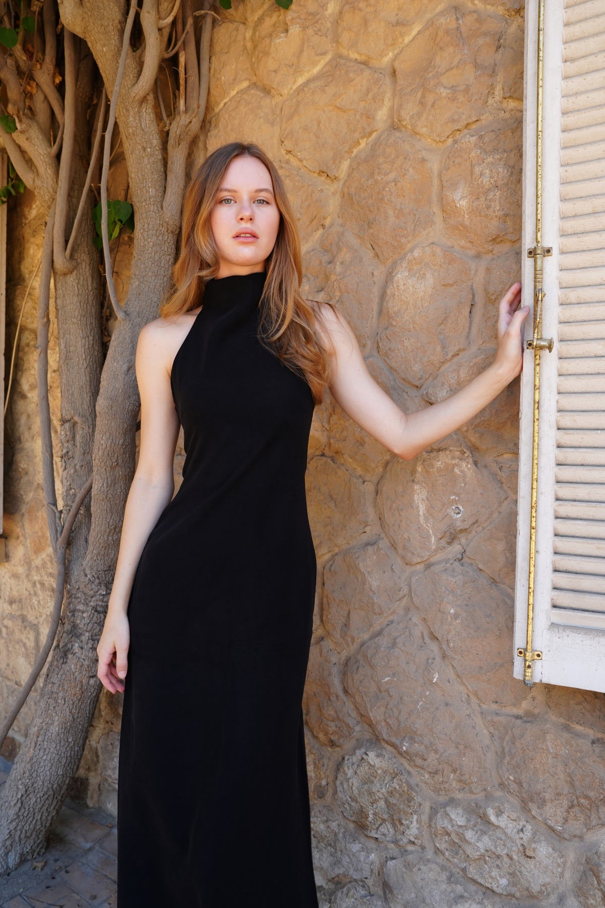 Aurora Halter Dress in Black