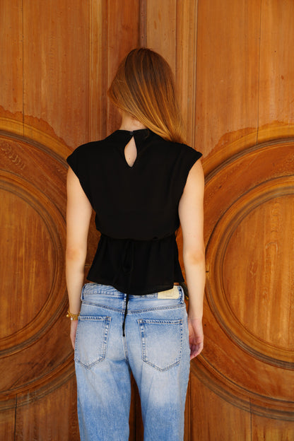 Kaia Chiffon Top in Black
