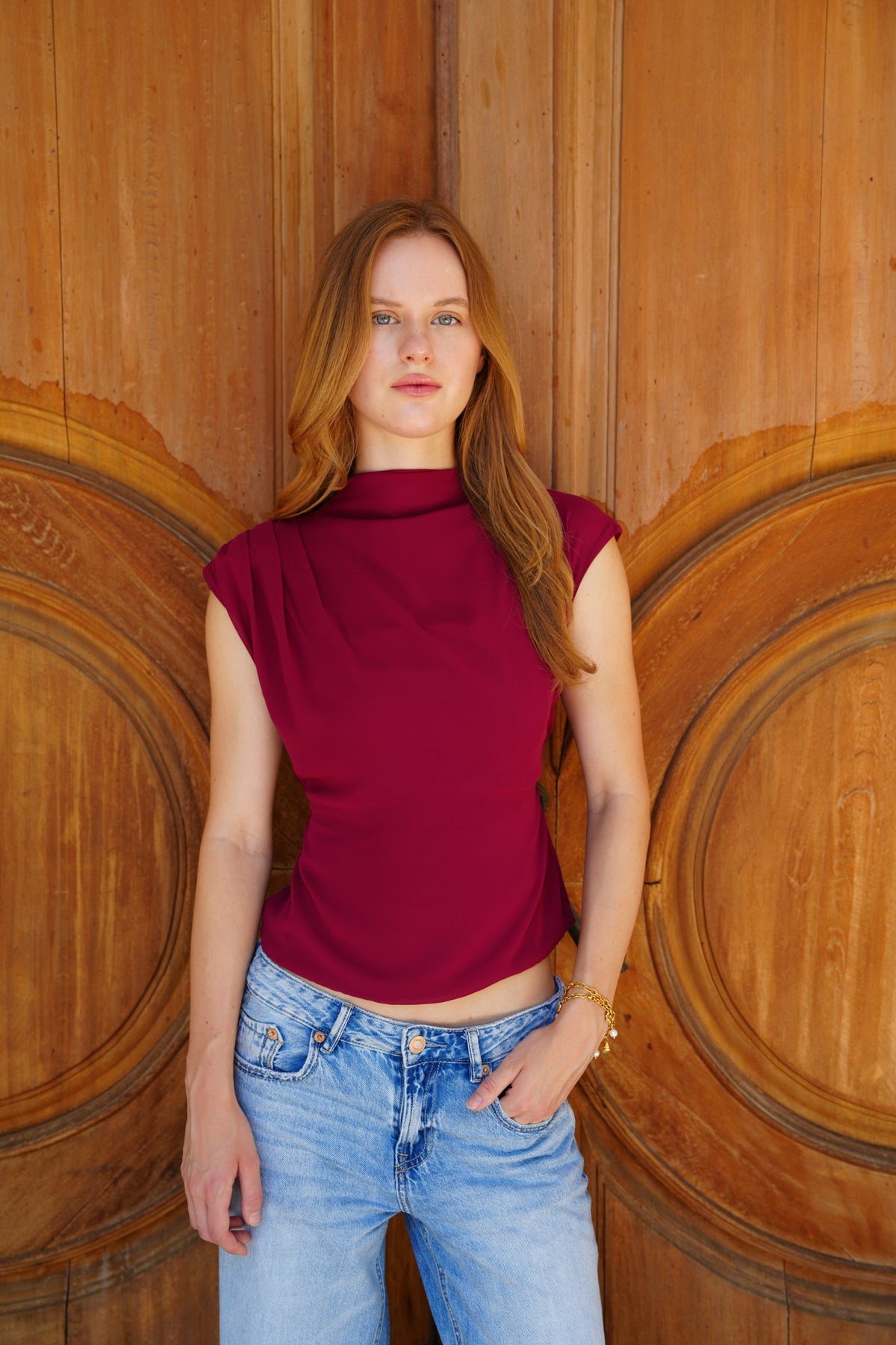 Kaia Chiffon Top in Plum